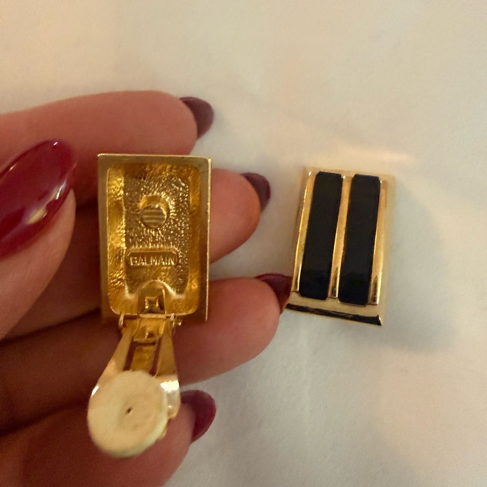 Balmain Vintage Gold and Black Clip-on Earrings - Picture 6 of 9